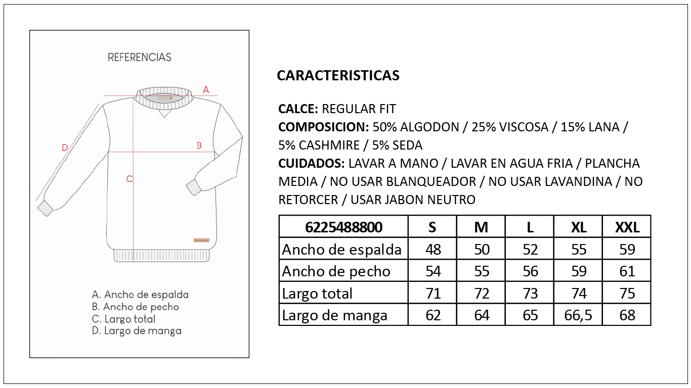 Tabla de Talles Cardigan Hombre Britches